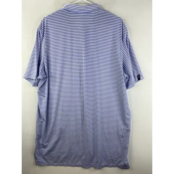 Mens RLX Ralph Lauren Golf Polo Shirt Blue White Stripes Polyester Spandex Sz XL - Picture 6 of 8